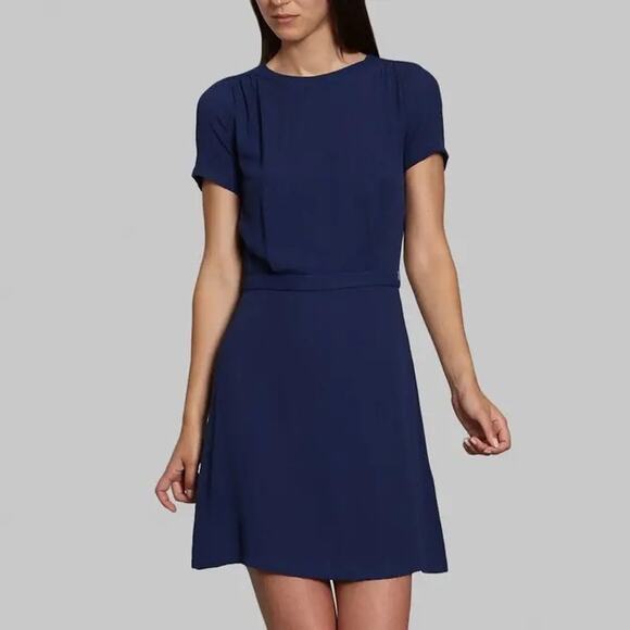 Sessùn Amelia Navy Blue Open Back Crepe Mini Dress Small - Picture 1 of 6